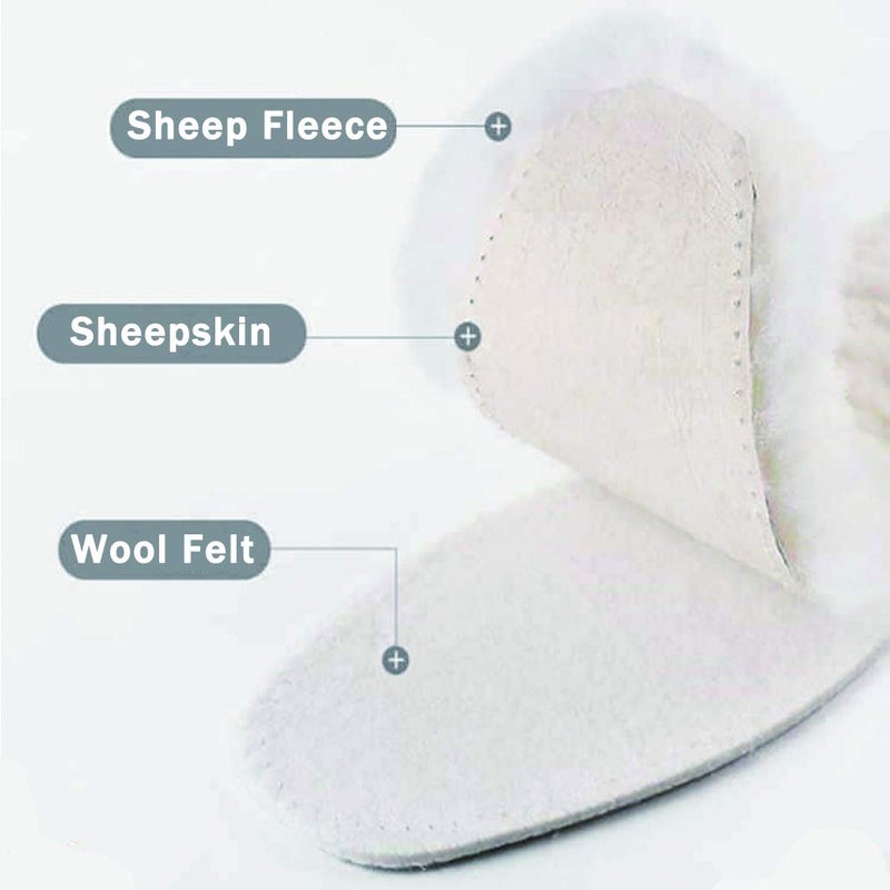 Bacophy 2 Pairs Genuine Thick Sheepskin Fleece Insoles for Women, Premium Warm Fluffy Wool Replacement Cozy Breathable Inner Soles for Shoes Boots Slippers Women Size 6 - Image 2